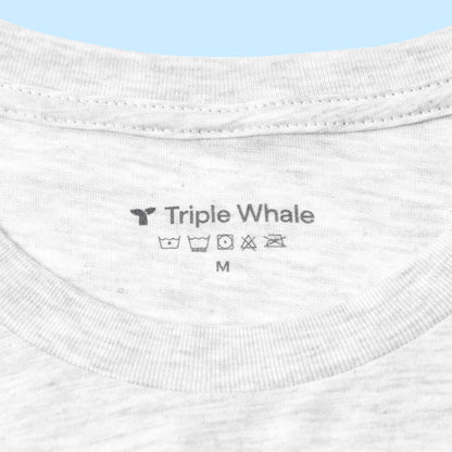 Printed neck tag on Triple Whale I Survived iOS 14.5 T-shirt
