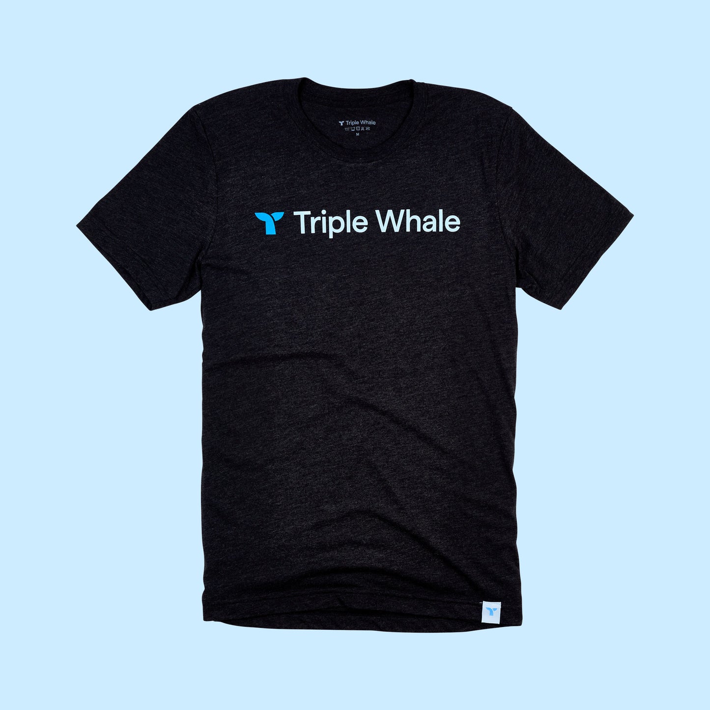 Triple Whale logo printed on charcoal black triblend T-shirt